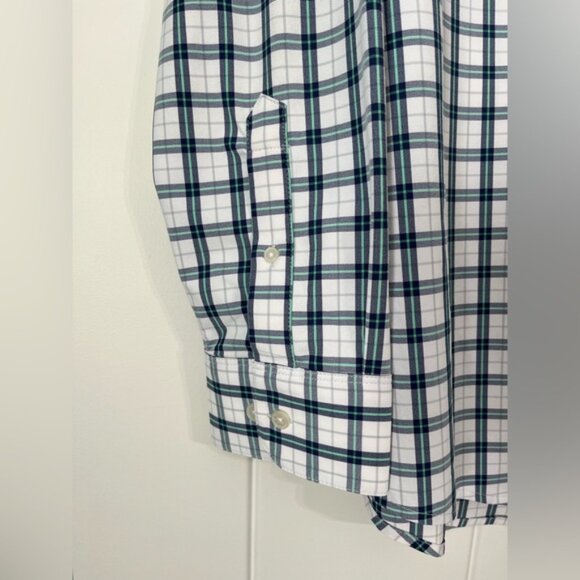 Mizzen+Main Leeward Green and Blue Plaid Shirt Button Down Dress Shirt - Picture 3 of 7